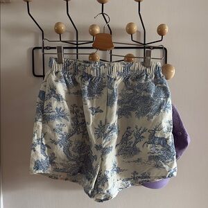 Clare V High Waist Blue and White Shorts